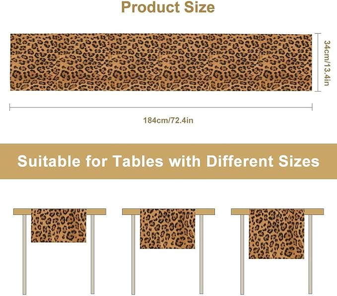 Leopard Print Table Runner Wildlife Vintage Cheetah Fur Spot Animal Skin Spots - Image 2