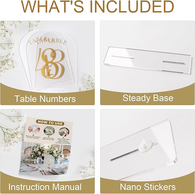 Wedding Table Numbers 1-20 Clear Acrylic Seating Number Signs - Image 8