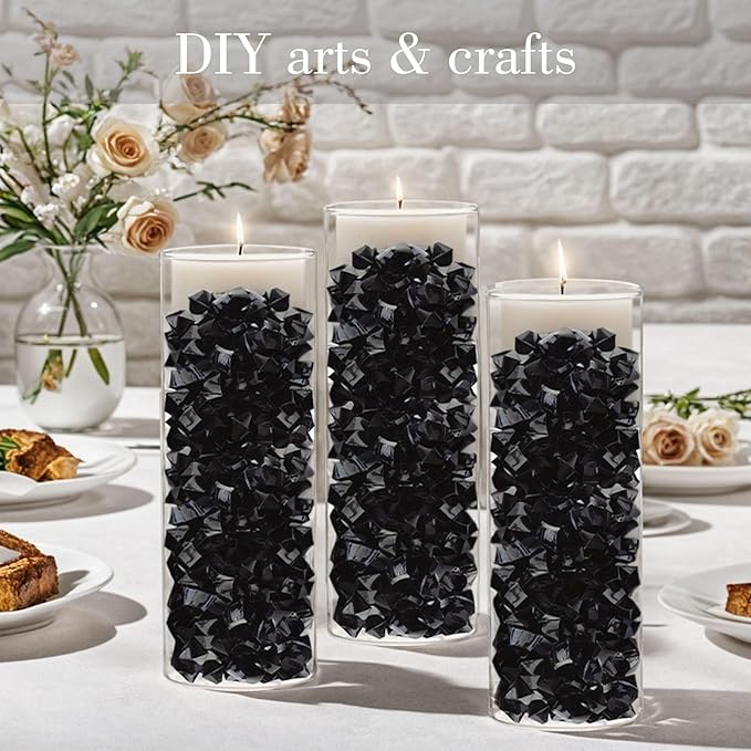 DomeStar Black Fake Ice, Vase Fillers Black Plastic Gems Marbles - Image 3