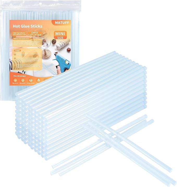 MATUFF Mini hot Glue Gun Sticks – 120 Pcs Clear hot Glue Sticks Dia 0.27” x 8” by MATUFF