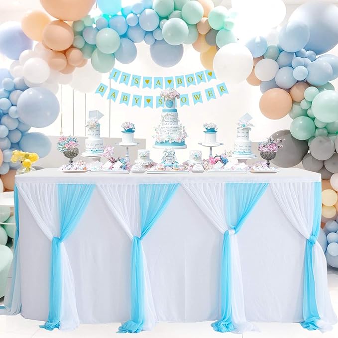 Suppromo Baby Blue Tulle Table Skirt - Image 2