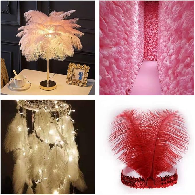 12pcs Natural Lotus Pink Ostrich Feathers 12-14inch - Image 7