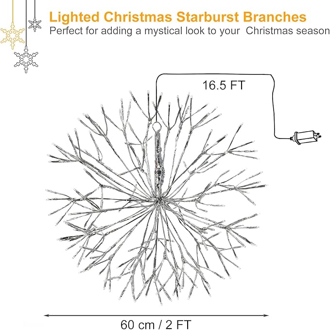 Christmas led Sparkle Ball Hanging Outdoor décorations -Haning Twig Ball - Image 3