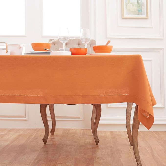 Solino Home Linen Pumpkin Tablecloth 60 x 108 Inch - Image 3
