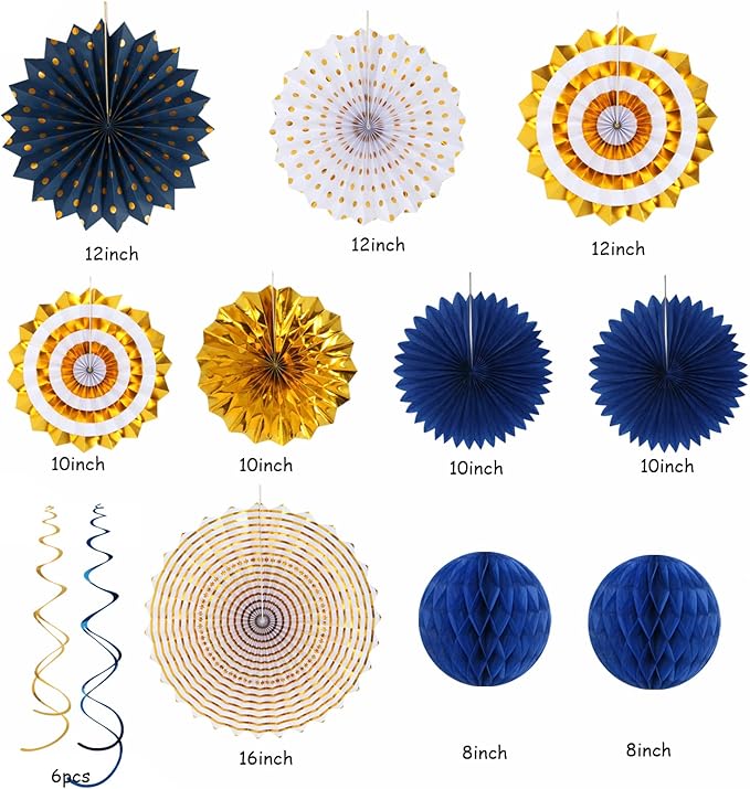 Navy-Blue White-Gold Graduation Party-Decorations - Image 2