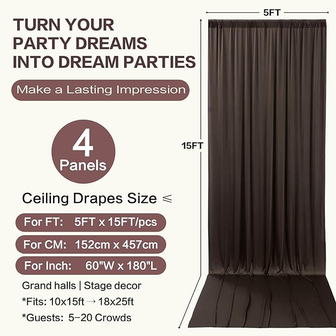 PartyVillage 20ft×15ft Brown Backdrop Curtain - Image 6