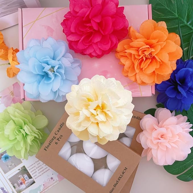 24 Pcs Floating Candles for Centerpieces and Floating Flowers for Centerpieces - Image 7