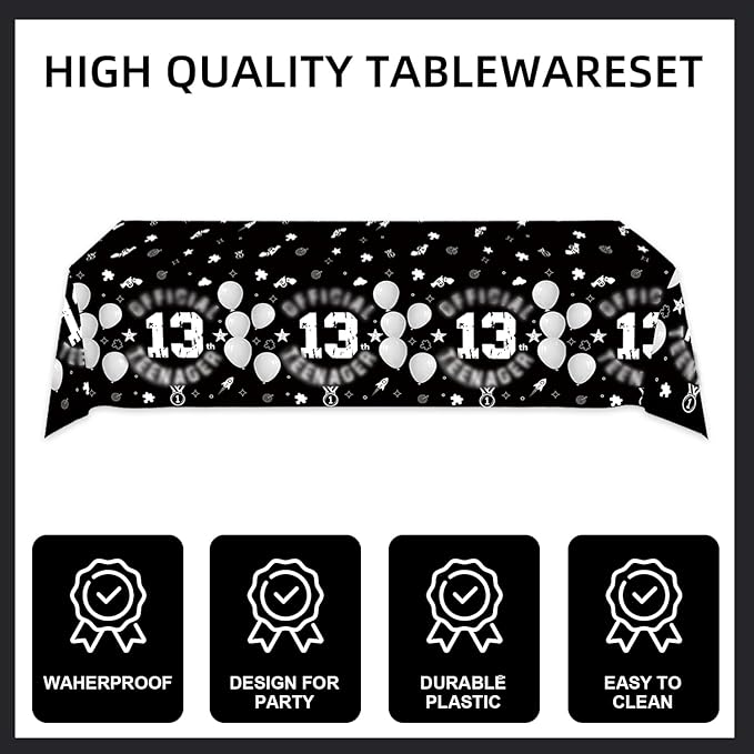 123pcs 13th Party Decorations, 13th Silver Black Birthday Banner, Cake Toppers - Image 5