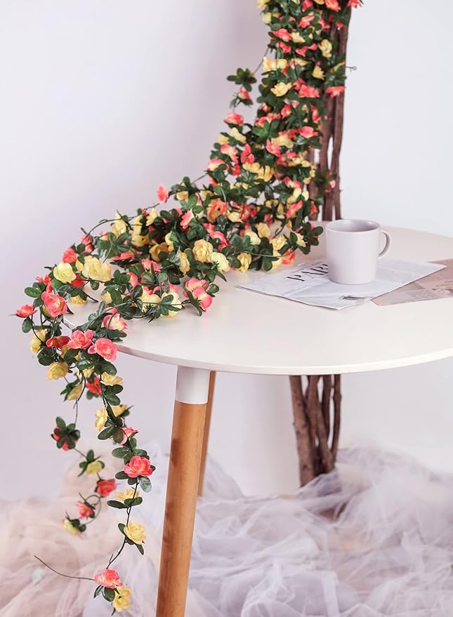 Miracliy 5Pcs 41FT Flower Garland Artificial Rose Arch Vines Fake Spring Floral - Image 3