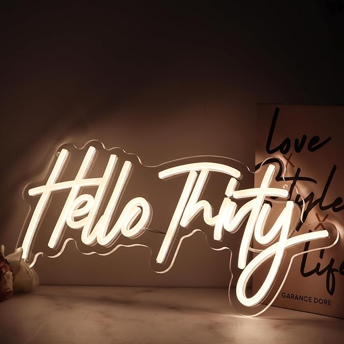 Warm White Hello Thirty Neon Sign 30th Birthday Party Neon Sign - Image 2