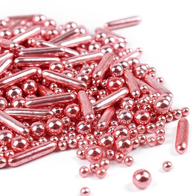 Rose Gold Sprinkles for Cake Decorating 7 Ounces, Rose Pearl Sugar Cupcake - Image 5