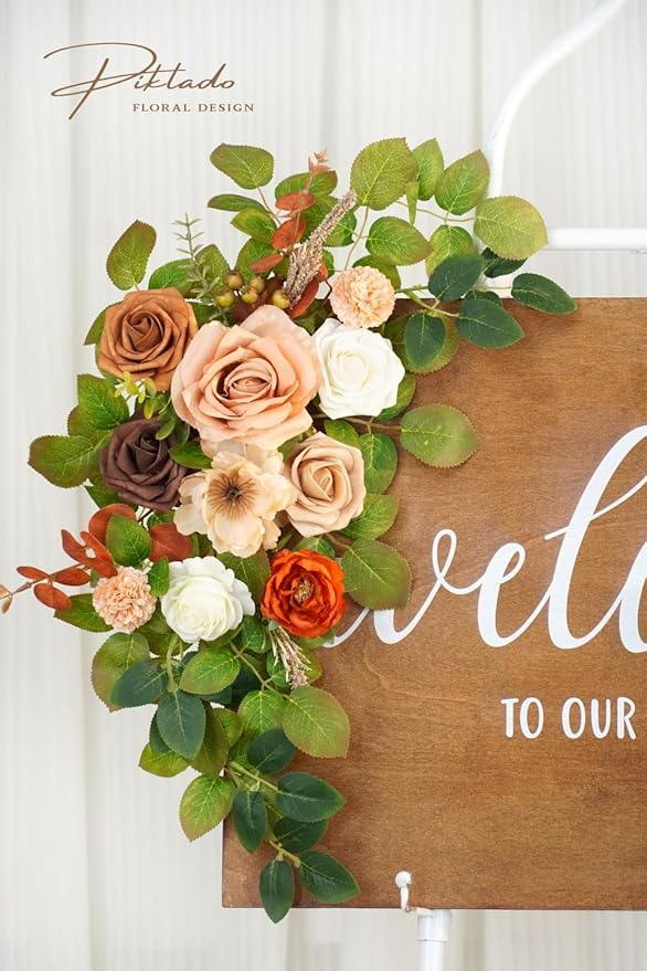 Wedding decor Welcome Sign Flower Backdrop Garland - Image 7