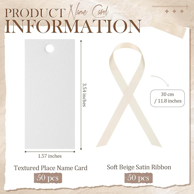 50 Pcs Name Place Cards for Table Setting Blank Wedding Place Cards - Image 2