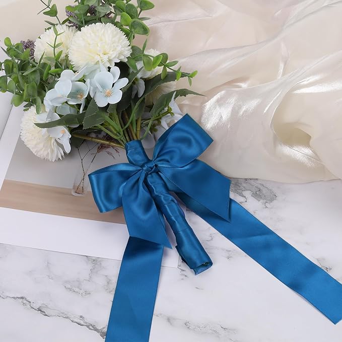 LaRibbons 1 1/2 Inch 25 Yard Double Faced Satin Ribbon, Royal Blue Satin Craft - Image 3