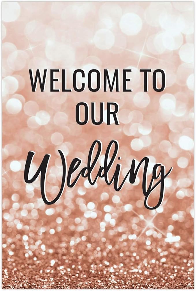 Andaz Press Extra Large Wedding Easel Board Party Sign, 12x18-inch, Glitzy Faux by AndazPress