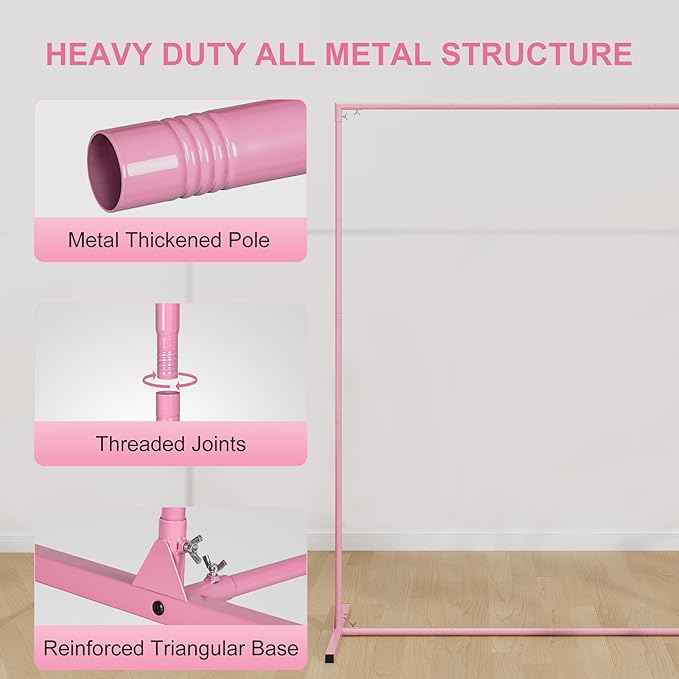 Walensee 7.9FTx6.6FT Pink Wedding Arch Backdrop Stand, Adjustable Square Metal - Image 7