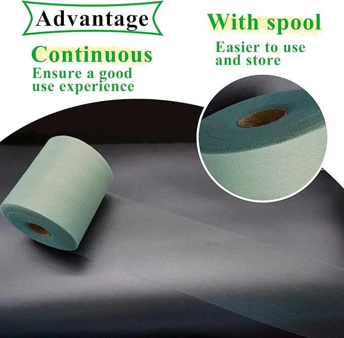 Sage Green Tulle Fabric Rolls 6 Inch by 200 Yards Fabric Spool Tulle Ribbon - Image 3