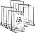 Floroom 12 Pack 5x7 Inch Clear Acrylic Sign Holders, Double-Sided Black Display by Floroom