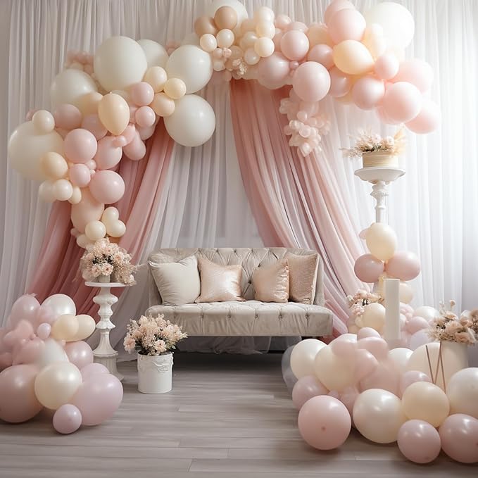 Wokceer Wedding Arch Draping Fabric 2 Panels 28.7" x 20FT Dusty Rose Sheer - Image 7
