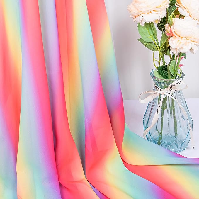 DUOBAO Rainbow Chiffon Ceiling Drapes 59''x20FT 6 Panels Sheer Arch Draping - Image 5