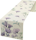 Poppy Flower Table Runner, Watercolor Purple Floral Leaves Seasonal Spring by Unknown