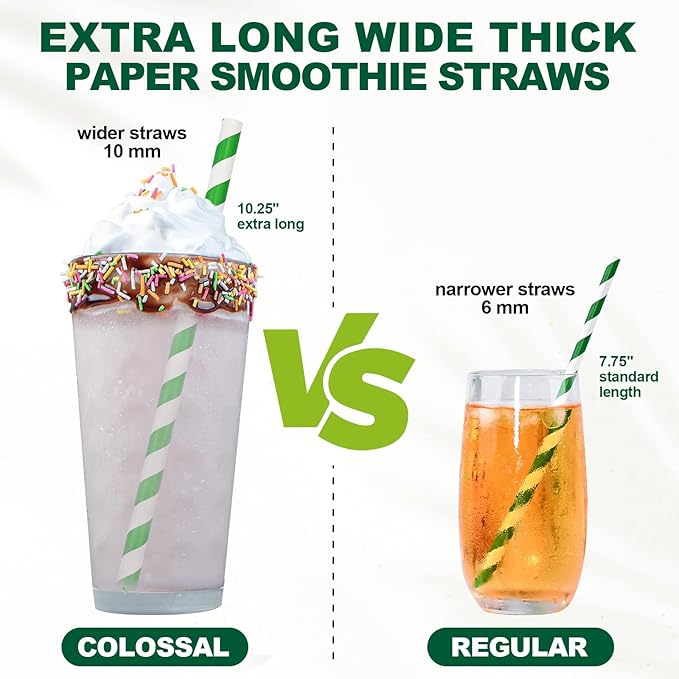 10.25 Inch Extra Long Fat Sturdy Paper Drinking Straws - Image 4
