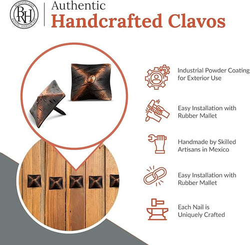 100 Pack 1.25" Square Head Iron Clavos Decorative Nails – Oil Rubbed Bronze – - Image 2
