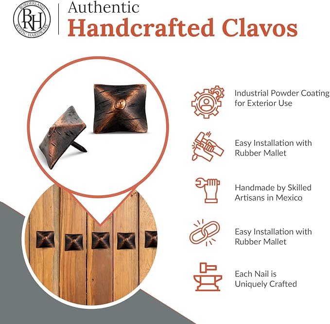 50 Pack 1.25" Square Head Iron Clavos Decorative Nails – Oil Rubbed Bronze – - Image 2