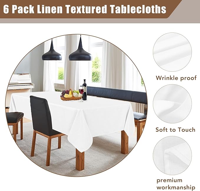 Fitable Faux Linen White Tablecloths - Image 3