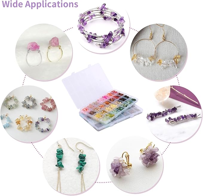 QUEFE 1800pcs 56 Colors Crystal Beads, Ring Making Kit, Gemstone Chip Beads - Image 5