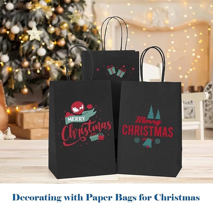 GSSUSA 200 Pack Black Paper Gift Bags 5.25x3.75x8'', Merchandise - Image 7