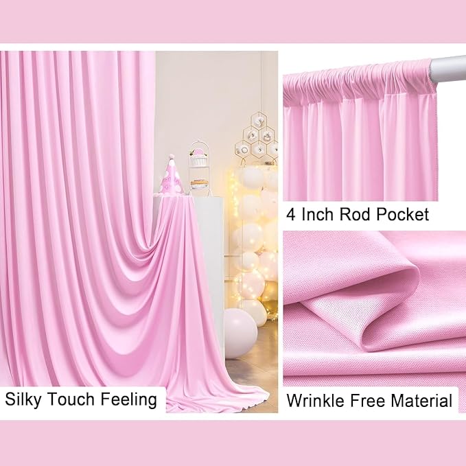 10 ft x 10 ft Pink Backdrop Curtains - Image 3