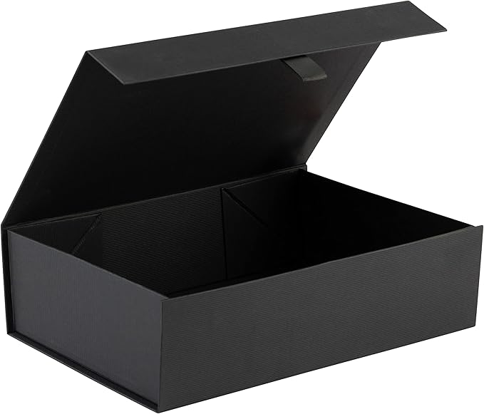 Hard Black Gift Box With Magnetic Closure Lid by PurpleQCrafts