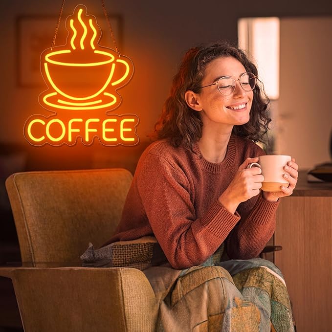 Coffee Neon Sign for Wall Decor, Dimmable USB Powered Bright Led Signs for - Image 8
