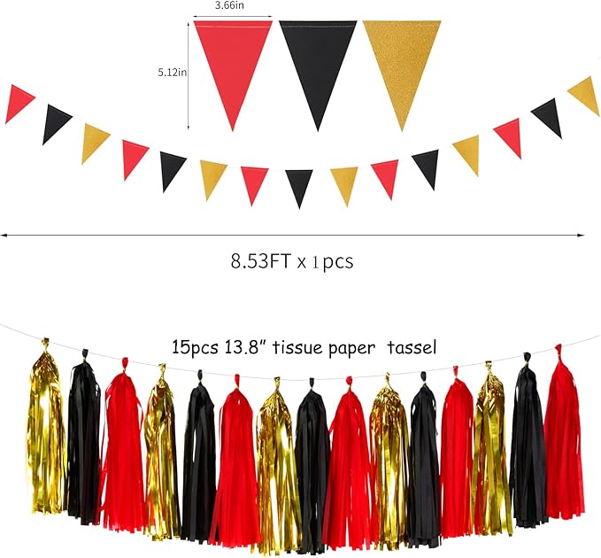 Red-Black Gold Casino-Theme Graduation Party-Decorations - Image 4