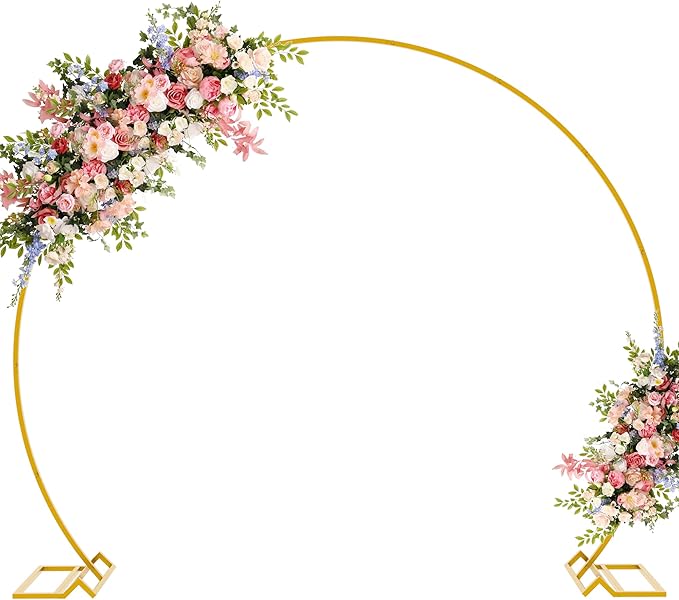 Asee'm 7.2FT Gold Wedding Arch Round Backdrop Stand Large Circle Metal Floral by Aseem