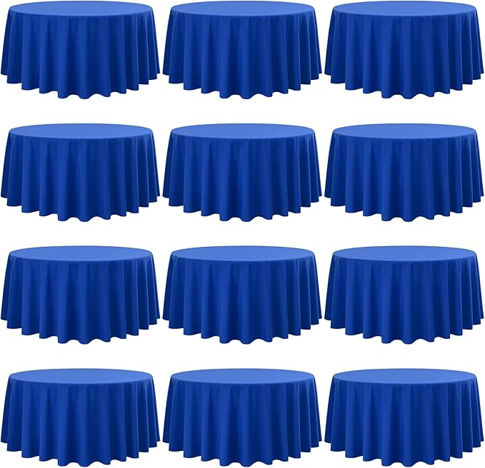 Fani 12 Pack 90 Inch Royal Blue Polyester Round Tablecloth, Stain and Wrinkle by fani