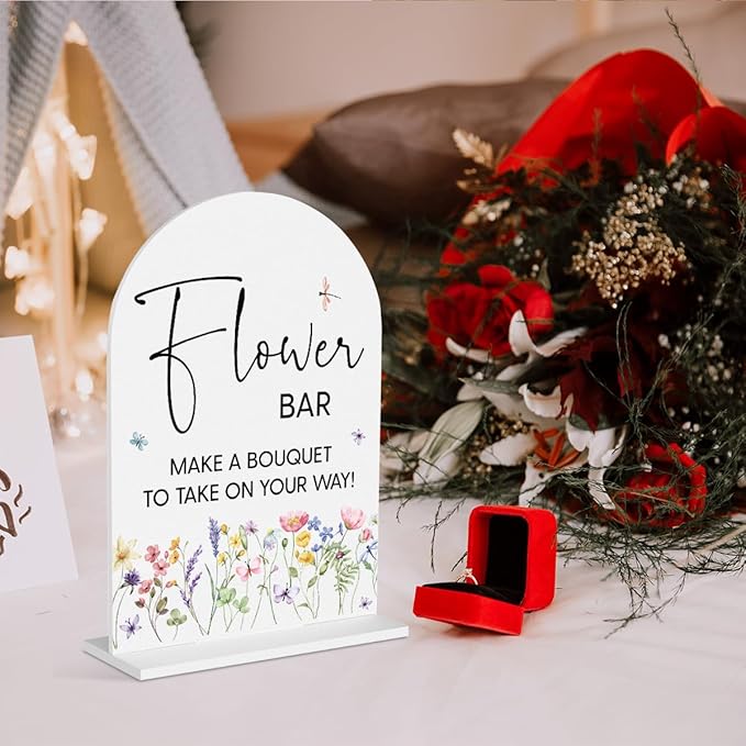 Flower Bar Sign Wedding Decor White Acrylic Table Sign - Image 6
