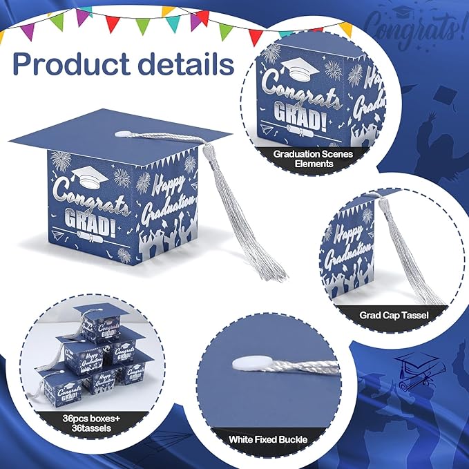 COTOPHER 36 Pack Mini Graduation Cap Gift Boxes - Image 4