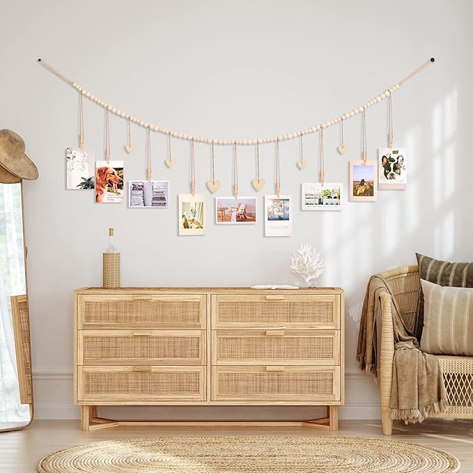 Hanging Photo Display Room Wall Decor, Boho Collage Picture Frame Christmas - Image 5