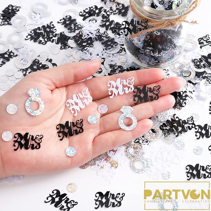 Wedding Party Table Confetti– 1.5 OZ | Mr and Mrs Diamond Ring Confetti - Image 2