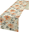 Floral Fall Table Runner, Rustic Watercolor Orange Flowers Seasonal Summer by Unknown