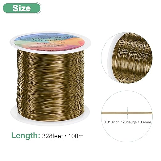 0.4mm Jewelry Wire, 26 Gauge 328FT Craft Wire Copper Beading Wire - Image 3