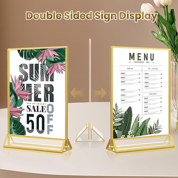 Acrylic Gold Sign Holders 4x6, 12 Pack Wedding Gold Table Number Holders - Image 2