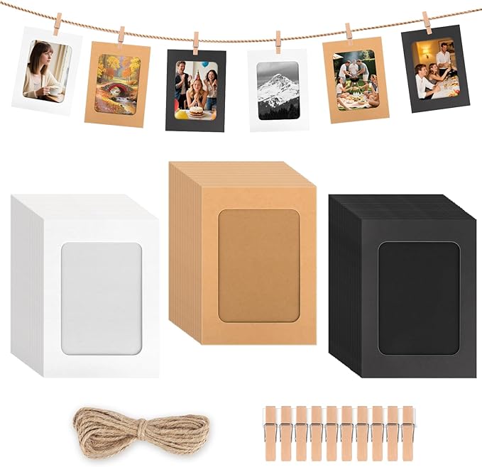 100 Pack Paper Picture Frames, 4x6 Inch Photo Strip Frame Hanging Photo Display by Neworkg