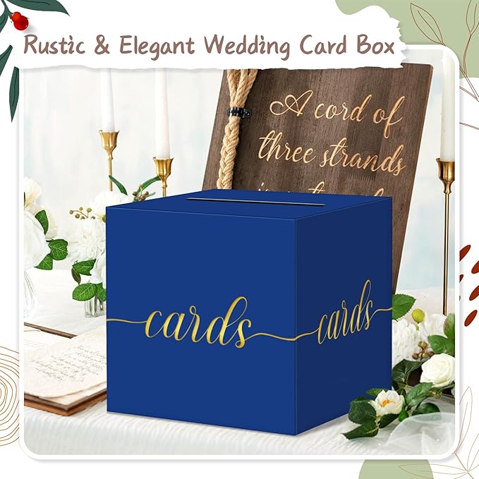QIKSION Blue Graduation Card Box, Graduation, Wedding Reception, Baby Shower - Image 5