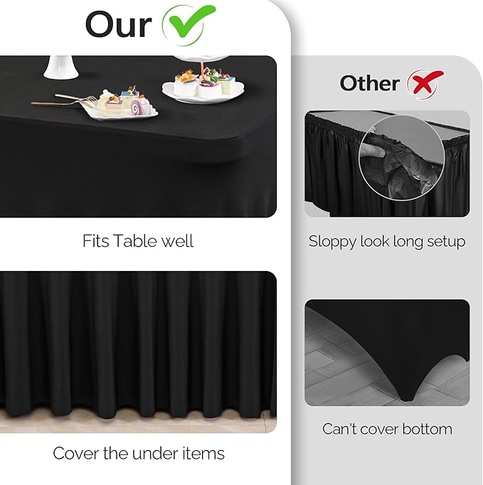 Wish Care 6 Pack Black Spandex Table Cloths - Image 4