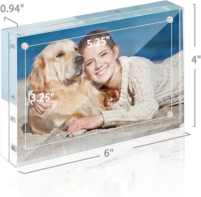 TWING 5 Pack 4 x 6 Acrylic Frame, Horizontal Magnet Double Sided 4x6 Picture - Image 2