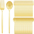 SUT 200PCS Gold Plastic Forks and Spoons Heavy Duty Set, Disposable Utensils by SeeYouTomorrow