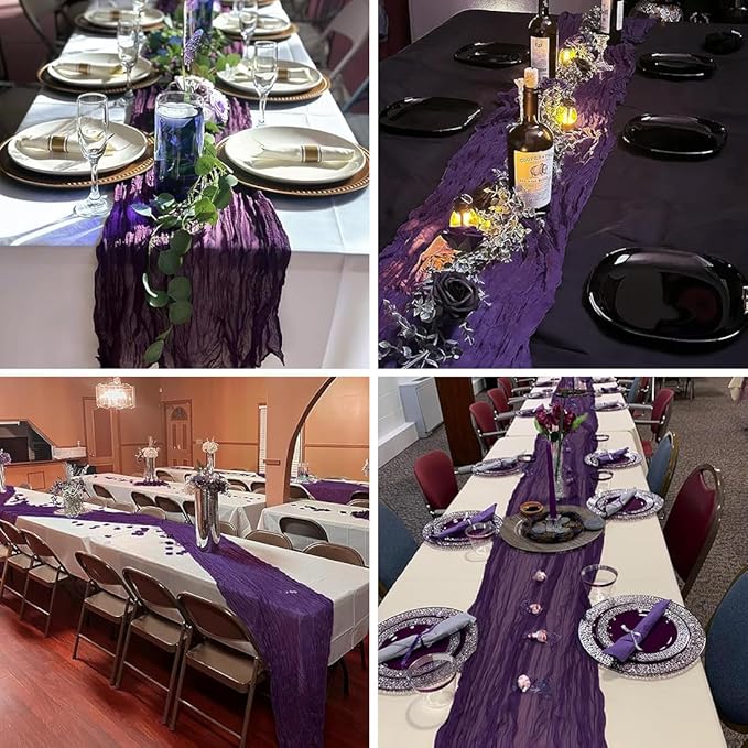 10 Pack Purple Cheesecloth Table Runner -21*120Inch Long Boho Wedding Table - Image 6